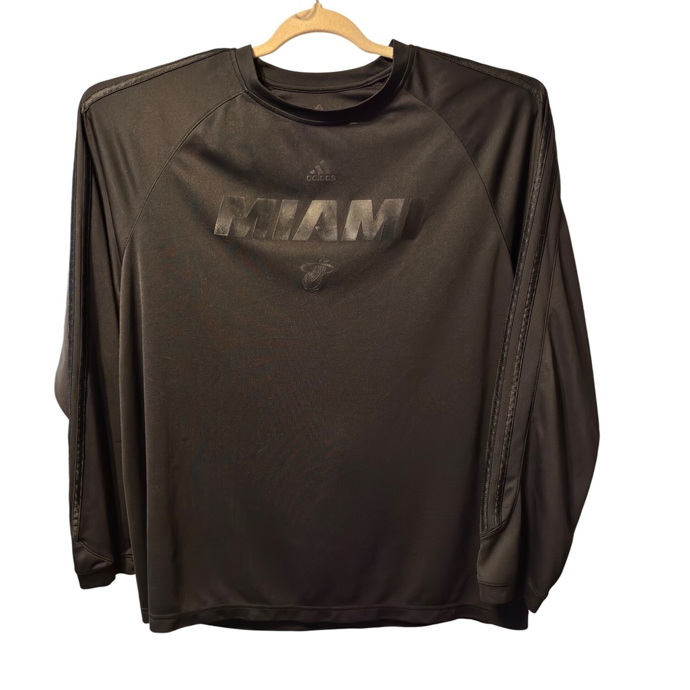 Adidas Miami Heat Long Sleeve Athletic Shirt Men's Black Basketball‎ NBA Size 2X